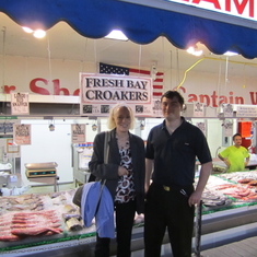 Deb and Brian at the fish market.