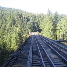 The trestle railway bridge in Goldstream Provincial Park on Vancouver Island.