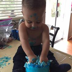 Liam enjoying cake