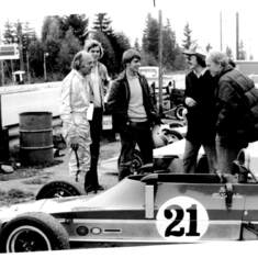 Brian McLoughlin with son Michael and brother John at Westwood Racing track 1977
