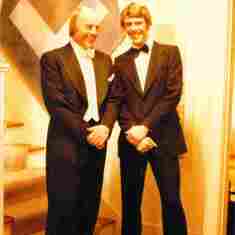 Two Handsome Gentleman prepare to attend the Christmas Ball 1979