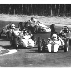 Brian McLoughlin Formula V Racing April 1973 with Bob Ostergard, Al Ores, John Paget and Mel Kemper. Brian won the race.