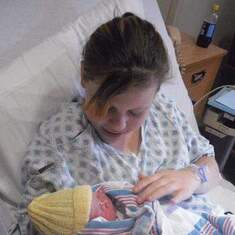 Brooke holding her baby Aaden