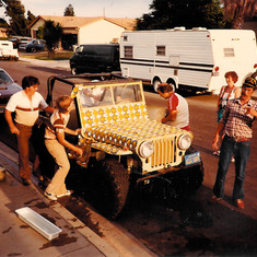 The day we wallpapered Woody's Jeep.