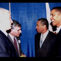 Meeting Obama at the Reggie Lewis Track Center, w/ Deval Patrick and Mike Dukakis, when Duval was running for Governor.