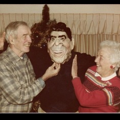 Bruce's sometime teaching mask, as shown to his parents.  Ronald Reagan.