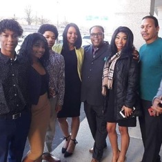Bryant with his mom, sisters, brother and cousins at his grandad’s funeral.
