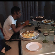 Bryant at home with his family enjoying his Thanksgiving meal year 2019.