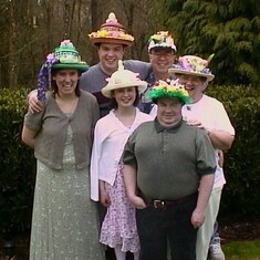 Happy Crazy Familly Times.  All in our BEST Easter Bonnets!