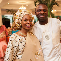 Buky with Lanre at her engagement ceremony