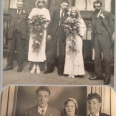 TOP PHOTO: Wedding Day Of Ernest Lawrence snr :& Lily Lawrence nee ( Bush) BOTTOM PHOTO: WEDDING OF Brian Lawrence & Wife , with his brother Ernest E Lawrence JNR & their mother Lily Lawrence ( Bush ) and her sister Emily Bush