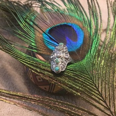 He went to great lengths to design my wedding ring. It was an antique Art Deco ring from 1924 that had never been set. He knew I loved turquoise, so he incorporated them in the design. ❤️