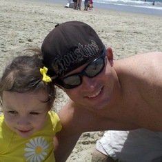 Ava and Uncle Byron at Huntington Beach in California.