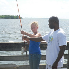 Uncle Calvin & Niece Brianna fishing at the Sponge Docks