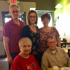 Pekara Bakery and cafe in Champaign following trip to Missouri Star Quilt in 2016 with Ken, Camille, John, Stephanie and Celeste
