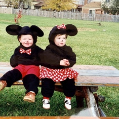 Minnie and Mickie Mouse costumes on Kenny M and Celeste created by Camille