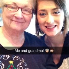 Camille and granddaughter Celeste pose for a Snapchat selfie!