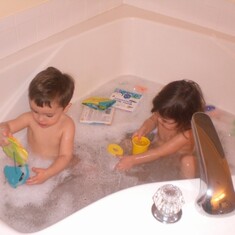 Bath-time with Cam and Lil