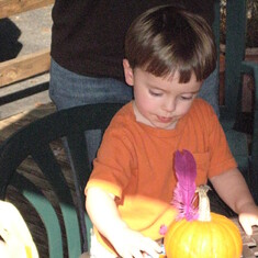 Cam making a pumpkin with a candle 27 Oct 2007