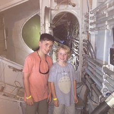 Cam and Liam inside the Spruce Goose