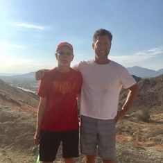 Carl with close friend, Rick Naff, summer of 2017, hiking trail above Palm Springs.