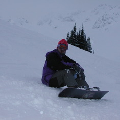 Extreme Snowboarding! Happy on Whistler mountain.