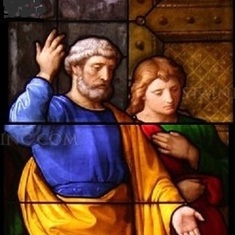 St Peter saying "¡Pásale!, ¡Pásale!", while our Savior tells her, "Welcome home"