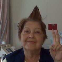 mama showing off her mohawk, she was a cool mom