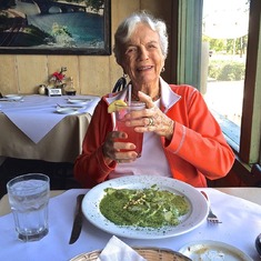 Lest you be fooled, at 100-years young, Ma put the hurt on that plate of homemade raviolis with pesto!