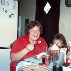 Carol and Stephanie (Grandchild) on Thanksgiving 1990