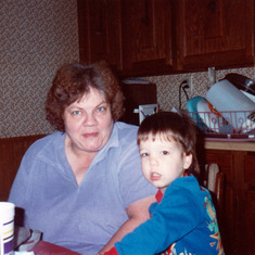 Carol and Tommy (grandchild) on Thanksgiving 1990