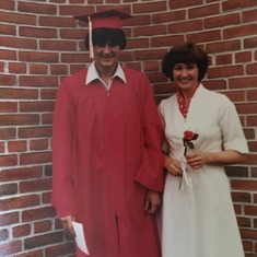 Carol with Jeff at the event no one ever thought would happen.  High School Graduation! Williamson, NY