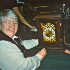 One of her many, many clocks.