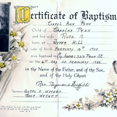 Carole's Baptism Certificate