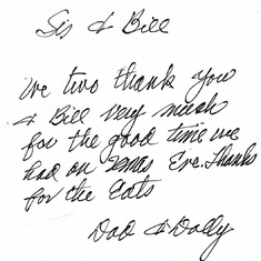 Note From Tas & Dolly abut their visit on Xmas Eve at 101 Elm St