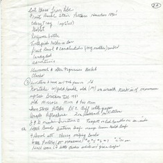 Notes that Carole would so often write down - This is about gifts, etc.