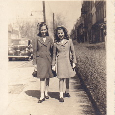 1946 on 23rd Street in Astoria. Hildi and Carole.