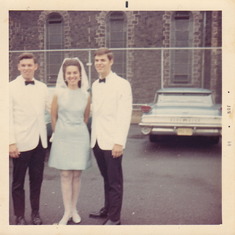 1969 - Robert and Alina's Wedding.  Hall, Carole and Robert.