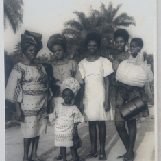 Mummy Caroline Aduke,  My Mum,  Aunty Mary Awolokun and An Aunty carrying me,  Morenike is standing!