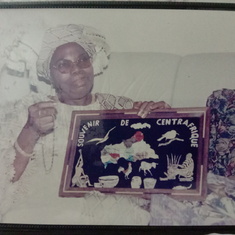 Mummy Caroline receiving a Birthday Gift of a Souvenir of Central African Republic!
