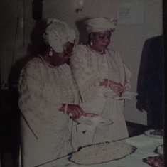 Mummy Caroline in a Buffet on her  Birthday in Nigerian Embassy,  Central African Republic.