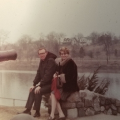 Mom with brother Larry while traveling