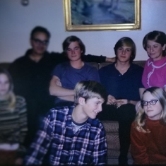 Mom with family at her mom's house 1971.