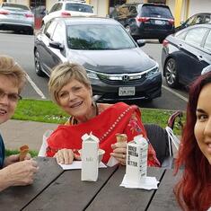 Auntie Corine, Care, & Nataleigh (I'm taking the pic).  Mama loved her ice cream!  4/7/19 - Sonoma, CA