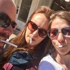 Carolyn with me (bro Jon) and her best friend Rachel candy cigarettes outside Viddlers