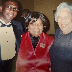 Congresswoman Meek with Rachel Reeves and Rev. Baxter.