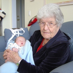 Grandma holding a newborn Nicholas (December 2004)