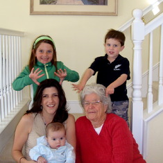 Grandma goofing around with Chloe, Nicholas and Carter and I (March 2005)