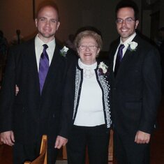 Mom poses with her favorite nephews at Bill Schumacher's wedding