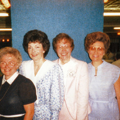 Catherine, Donna Simmons, Sister Pat Hogan, and Margaretta, June 1987